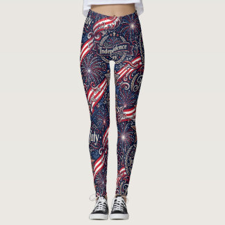 Leggings Ornate Fogos de Artifício 4 de Julho Dia