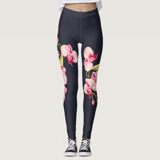 Leggings orquídeas cor-de-rosa vívidas (Frente)