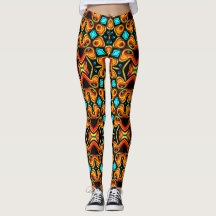 Leggings Padrão Amarelo Azul