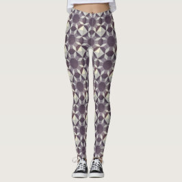 Leggings - Padrão colado em roxo e branco