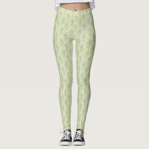 Leggings padrão de amentilhos de salgueiro verde