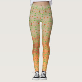 Leggings padrão de coral e taupe