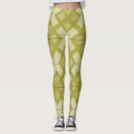 Leggings - Padrão de letargia em amarelo-verde