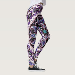 Leggings Padrão de Mandala Roxo