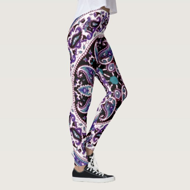 Leggings Padrão de Mandala Roxo (Direita)
