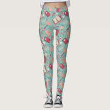 Leggings padronizadas de notebook verde