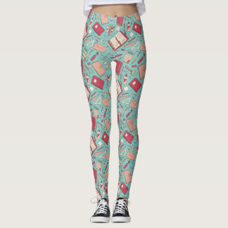 Leggings padronizadas de notebook verde