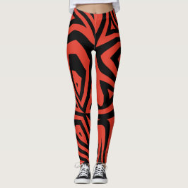 Leggings para mulheres com Abstrato vermelho e pre