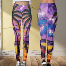 Leggings Paradise Tropical Roxo – Palma do Sol Tr