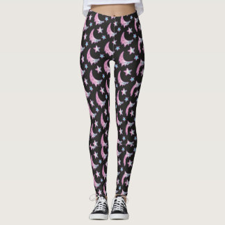 Leggings Pastel Gótico com Lua e Estrelas Gotejant