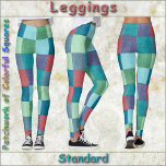 LEGGINGS - "Patchwork of Colorful Squares<br><div class="desc">Uma imagem de retalhos de quadrados coloridos destacada nessas leggings. Disponível em cinco dimensões femininas (XS, S, M, L, XL). Consulte a descrição "Sobre este Produto" abaixo para obter informações gerais sobre o tamanho e o produto. A imagem no estilo de patch cobrir todo o par de leggings por padrão....</div>