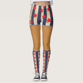 Leggings Patrióticas de 4 de Julho com Shorts e Me
