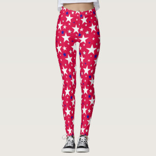 Leggings Patrióticas Estrela Vermelha, EUA 4 de Ju