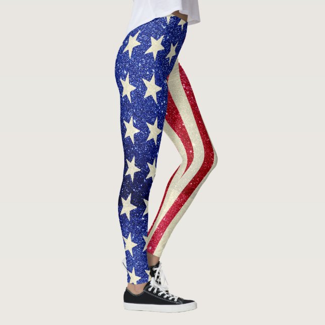 Leggings Patrióticos Femininos, Lâmpada Americana (Direita)