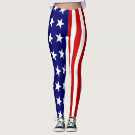 Leggings Patrióticos - Impressão de Bandeira Ameri