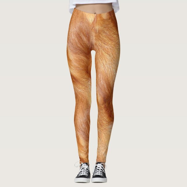 Leggings Pelage long animal sauvage fauve (Frente)