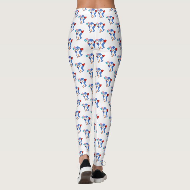 Leggings Penguin Hearts Feliz dia de os namorados (Verso)