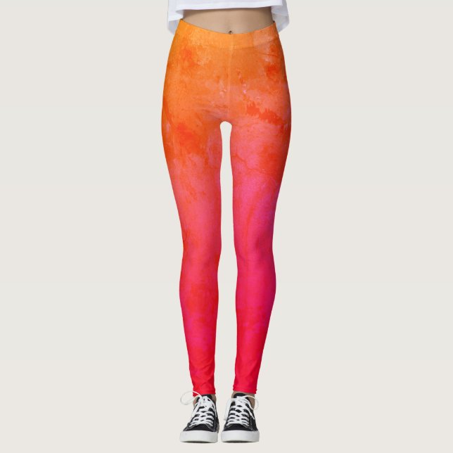 Leggings Personalizadas Cor-de-Rosa, Laranja (Frente)