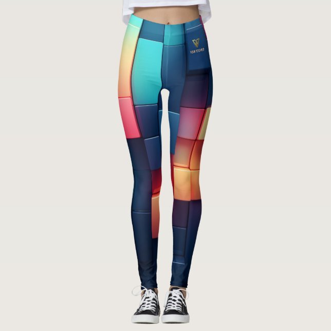 Leggings Personalizadas da Geometria Neon (Frente)