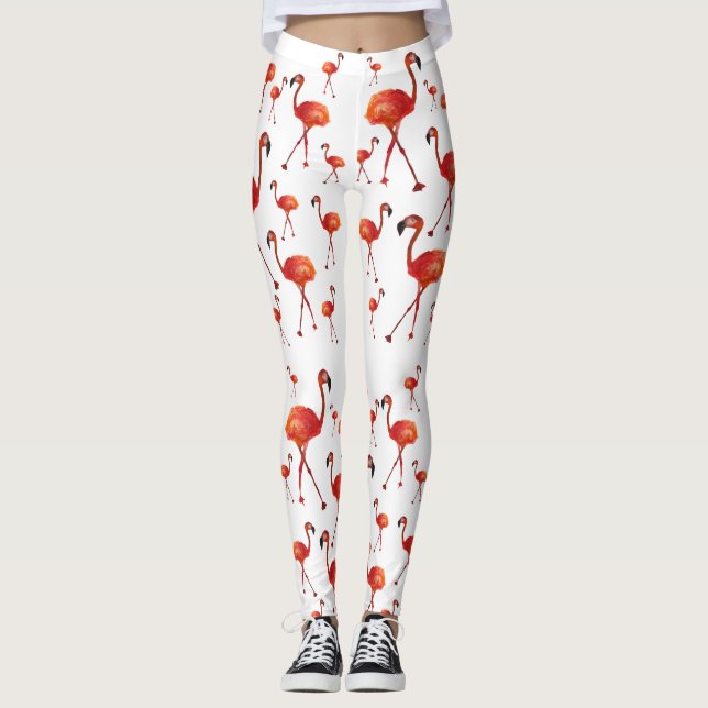 Leggings personalizadas da temporada Flamingo (Frente)