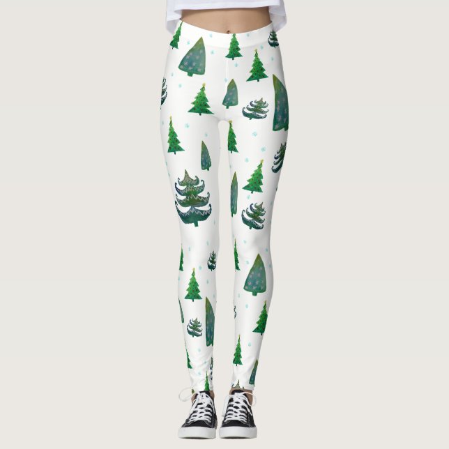 Leggings Personalizadas de Árvores de Natal (Frente)