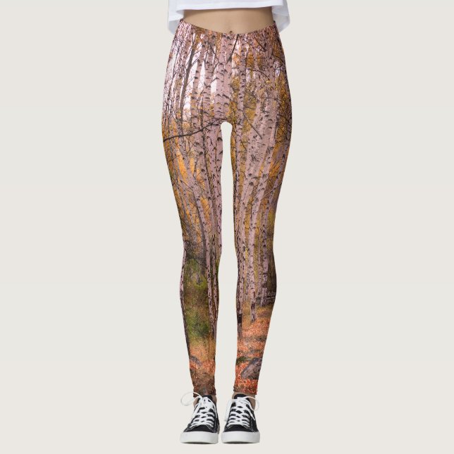 Leggings Personalizadas de Foto do Outono do Birch (Frente)