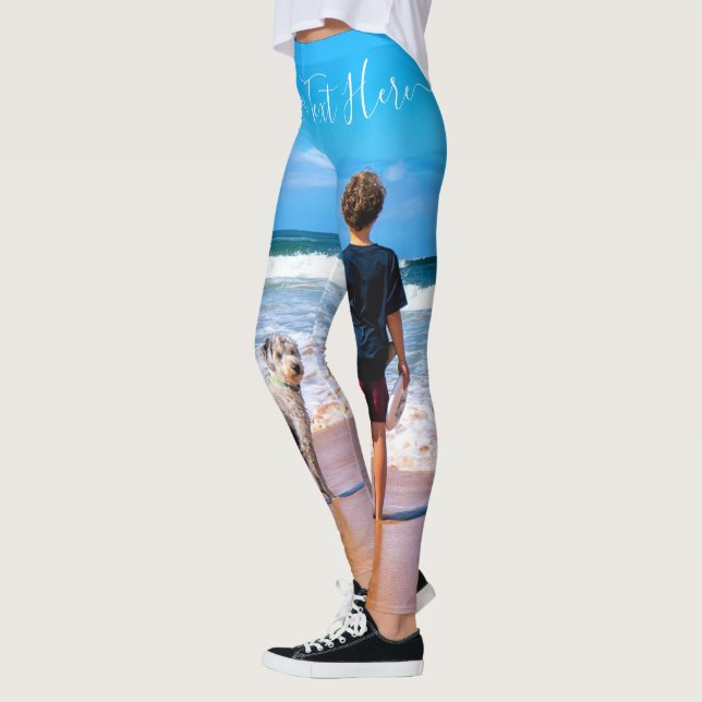 Leggings personalizadas de fotos e texto seu própr (Esquerda)