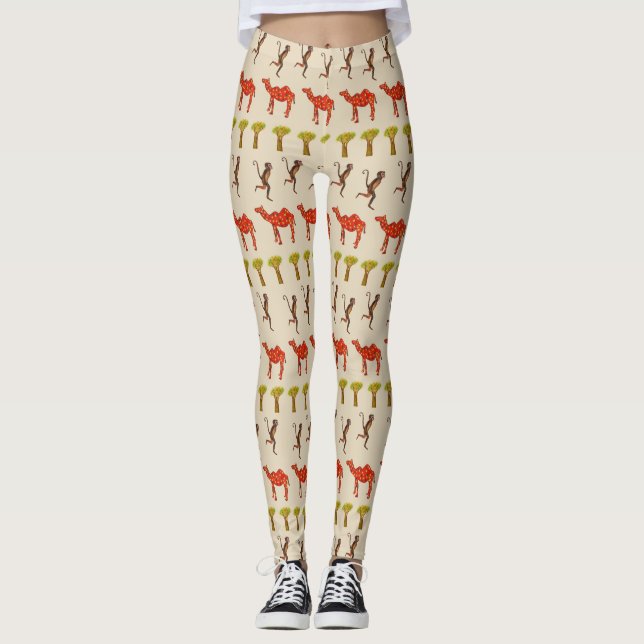 Leggings personalizadas de ilustração de animais a (Frente)