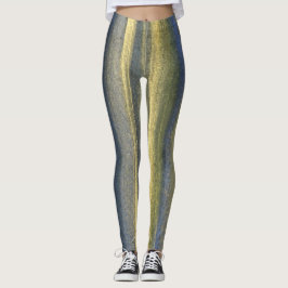 Leggings Personalizadas de Linhas Azuis Douradas