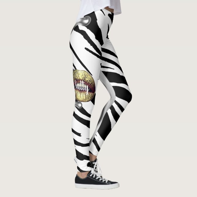 Leggings Personalizadas de Padrão de Zebra Chic (Direita)