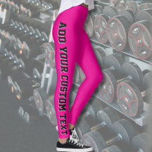 Leggings Personalizadas de Rosa Vibrante com Texto