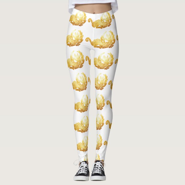 Leggings personalizadas do Dragão ouro (Frente)