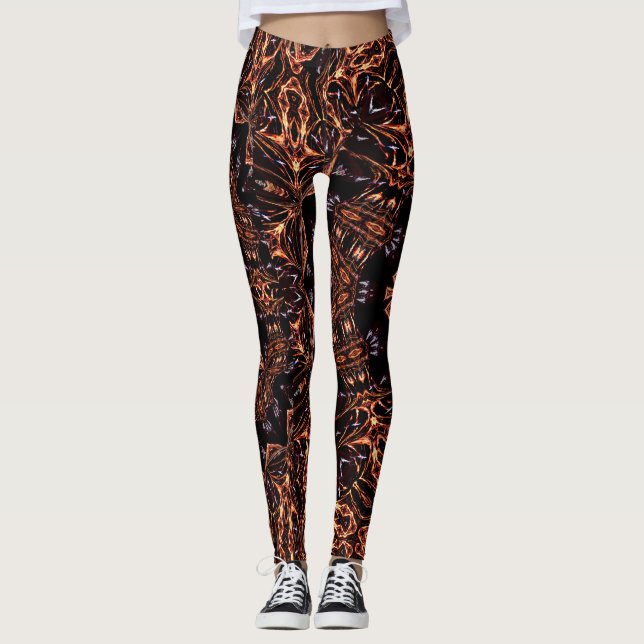 Leggings personalizadas do humor de incêndio front (Frente)