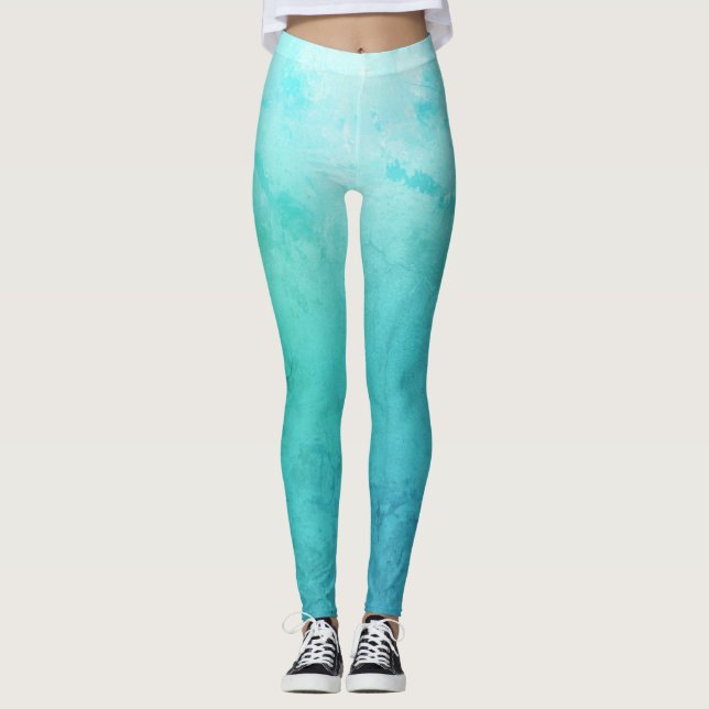 Leggings Personalizadas do Mar, Azul Aqua (Frente)