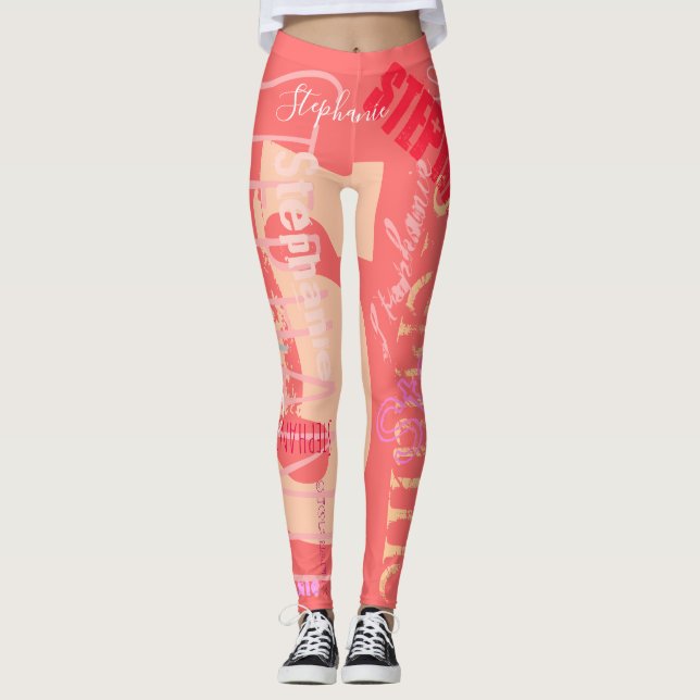Leggings personalizadas do nome repetitivo 9 letra (Frente)