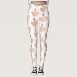 Leggings Personalizadas Flamingo, Coração Flamingo
