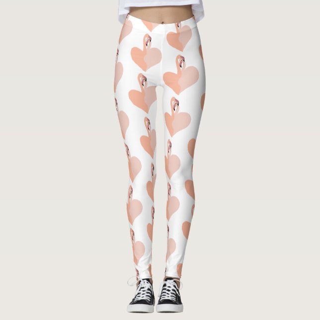 Leggings Personalizadas Flamingo, Coração Flamingo (Frente)