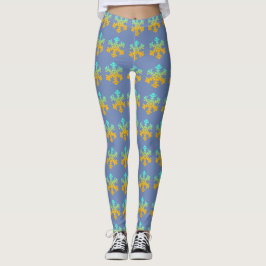 Leggings Personalizadas Flocos de Neve Azul
