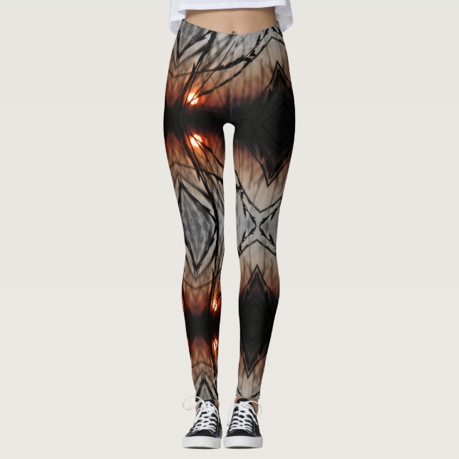Leggings Personalizadas Gráficas do Sol Fractal (Frente)