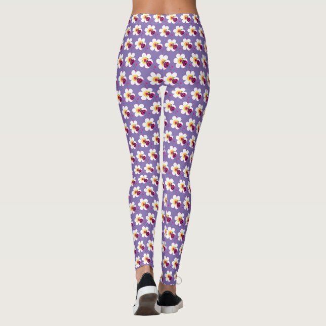 Leggings personalizados com corações de joaninha e (Verso)