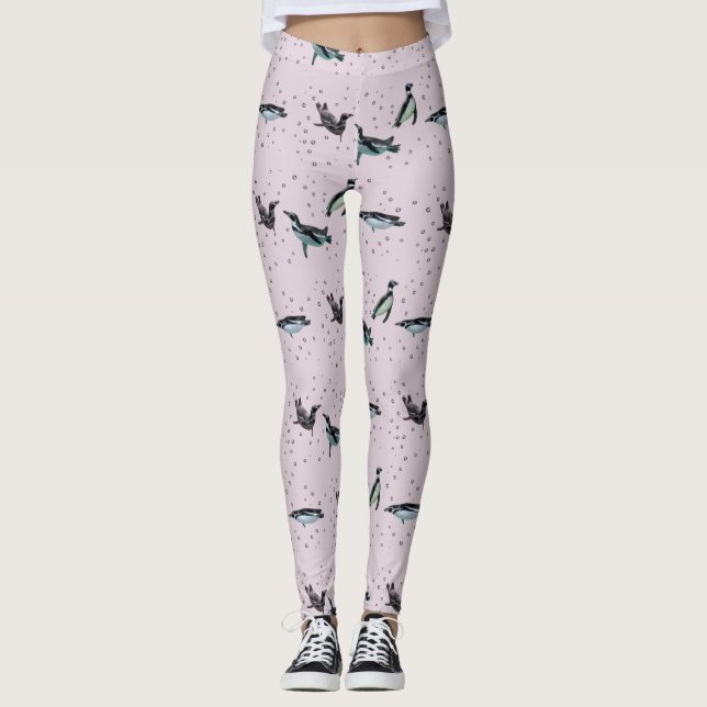 Leggings Pinguins Espumantes (Rosa Empoeirado) (Frente)