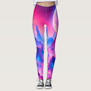 Leggings planetárias neon-Alienígena   Moda ativa