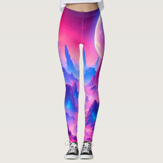 Leggings planetárias neon-Alienígena | Moda ativa