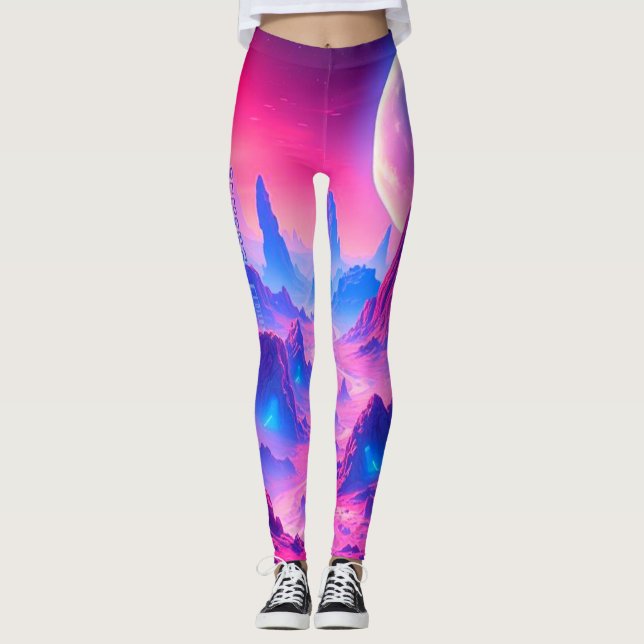 Leggings planetárias neon-Alienígena | Moda ativa (Frente)