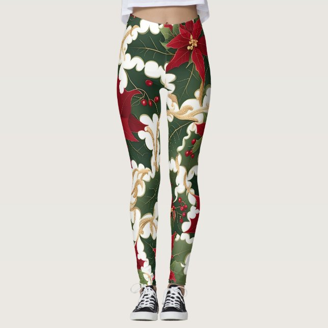 leggings plantas de natal em profusão (Frente)