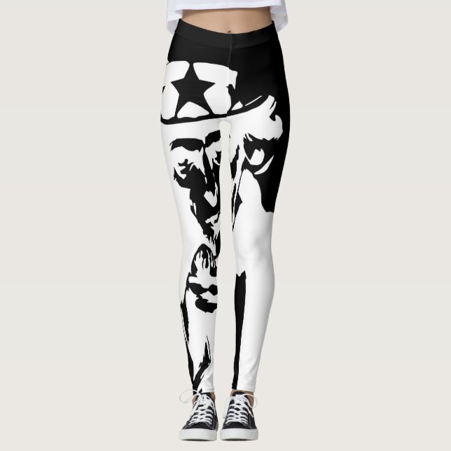 Leggings Pretas/Brancas para Mulheres (Frente)