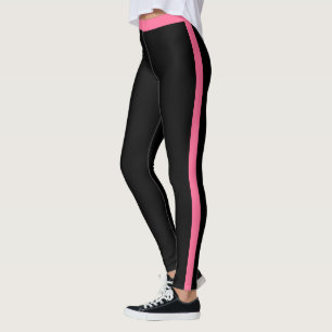 Leggings Pretas com Listra Lateral Rosa Escolha Su