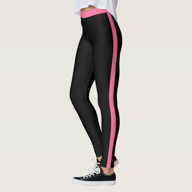 Leggings Pretas com Listra Lateral Rosa Escolha Su (Esquerda)