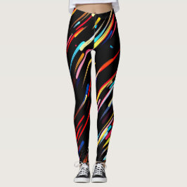 Leggings pretas com motivo de meteoros coloridos c