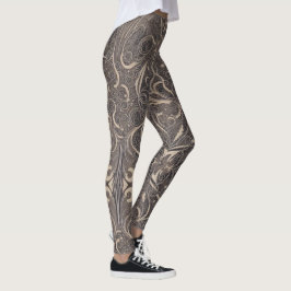 Leggings Pretas com Padrões Góticos